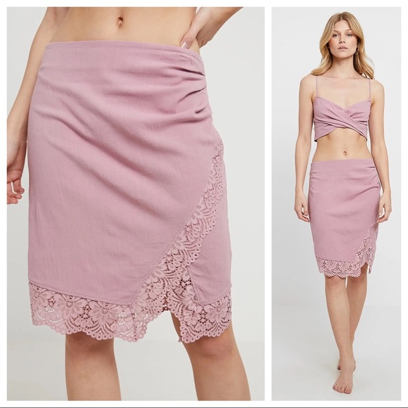 FREE PEOPLE BOHO KNIT MINI SKIRT CAMI TANK CROP TOP BOHEMIAN 2 PIECE SET A3C - Picture 10 of 16